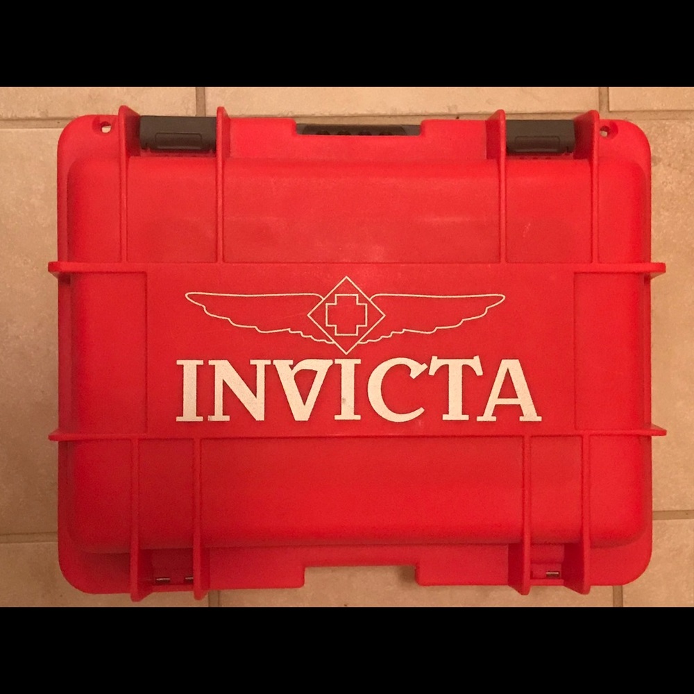 Red Invicta watch case